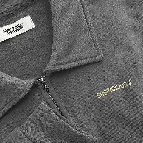 The Suspicious Smiley Half-Zip Polo - Dark Shadow