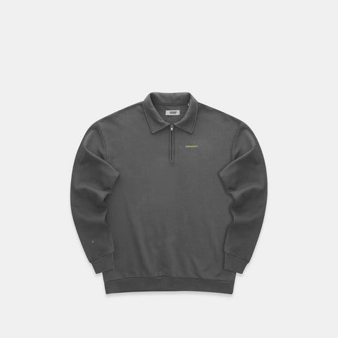 The Suspicious Smiley Half-Zip Polo - Dark Shadow