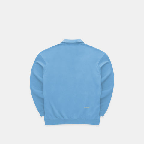 The Suspicious Smiley Half-Zip Polo - Mineral Blue