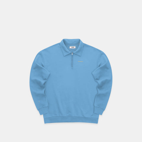 The Suspicious Smiley Half-Zip Polo - Mineral Blue