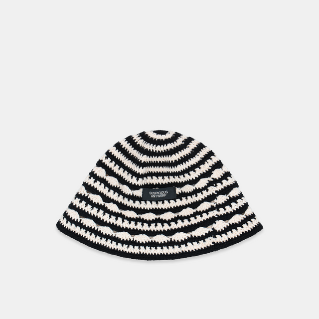 (SS24) The Striped Crochet Hat - Black