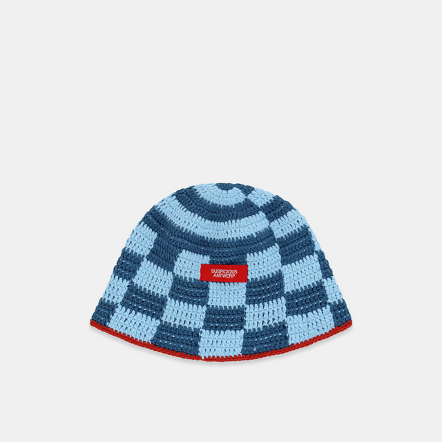 (SS24) The Checkered Crochet Hat - Blue