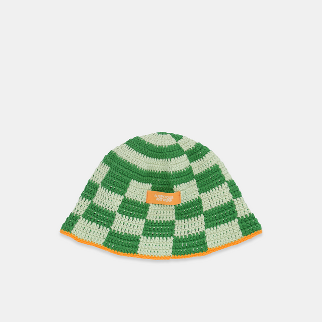 (SS24) The Checkered Crochet Hat - Green