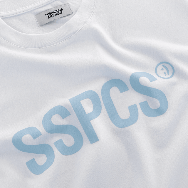 (SS24) The Smiley Tee - White // Coral Blue