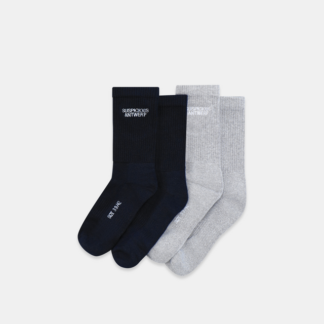 The Essentials Socks 2-pack - Navy // Heather Grey