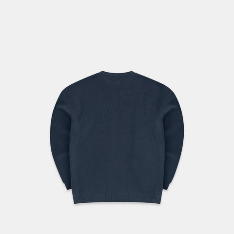 The Essentials Cotton Knitted Crewneck - Coastal Blue