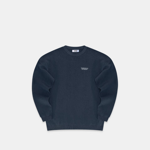 The Essentials Cotton Knitted Crewneck - Coastal Blue