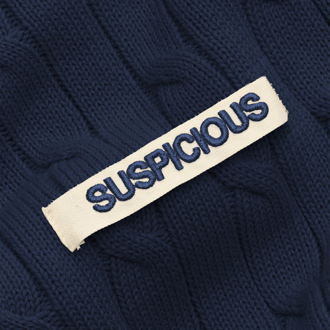 The Cable Pattern Knitted Sweat - Navy