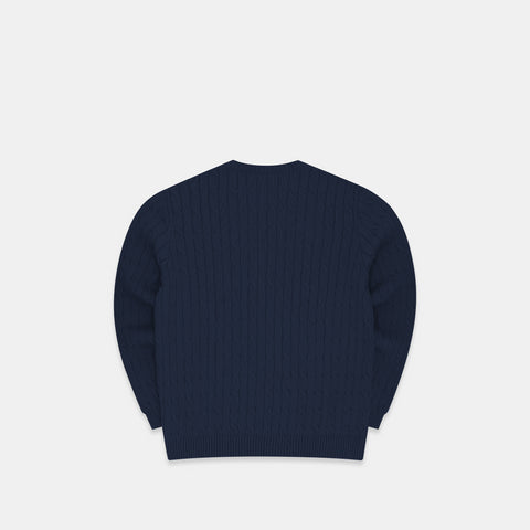 The Cable Pattern Knitted Sweat - Navy