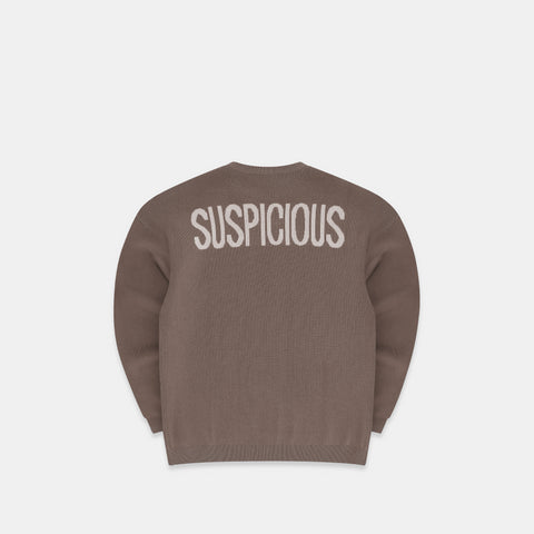 The Suspicious Cotton Knitted Crewneck - Brown