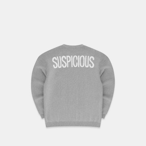 The Suspicious Cotton Knitted Crewneck - Heather Grey