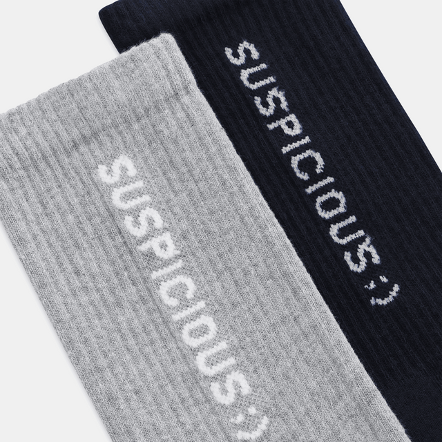 The Smiley Socks 2-pack - Navy // Heather Grey