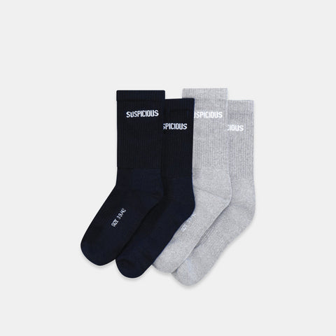 The Suspicious Socks 2-pack - Navy // Heather Grey