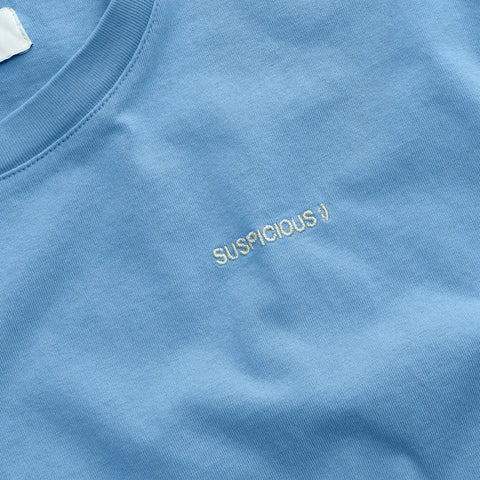 The Suspicious Smiley Tee - Mineral Blue