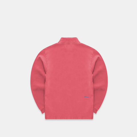 The Suspicious Smiley Half-Zip Crewneck - Crimson